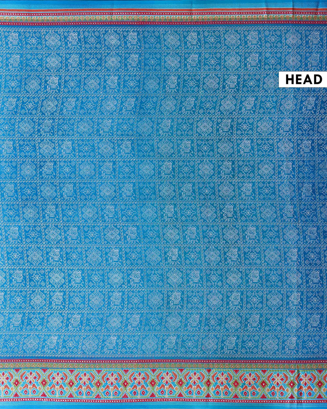 Elegant Lightweight Georgette Saree with Intricate Tribal Inspired Bandhani Motifs and Decorative Woven Border - Blue