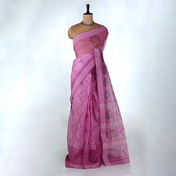 Onion Pink Bengal Cotton Saree For Women | Daily Office Wear Summer Collection | Jeyachandran - Full View