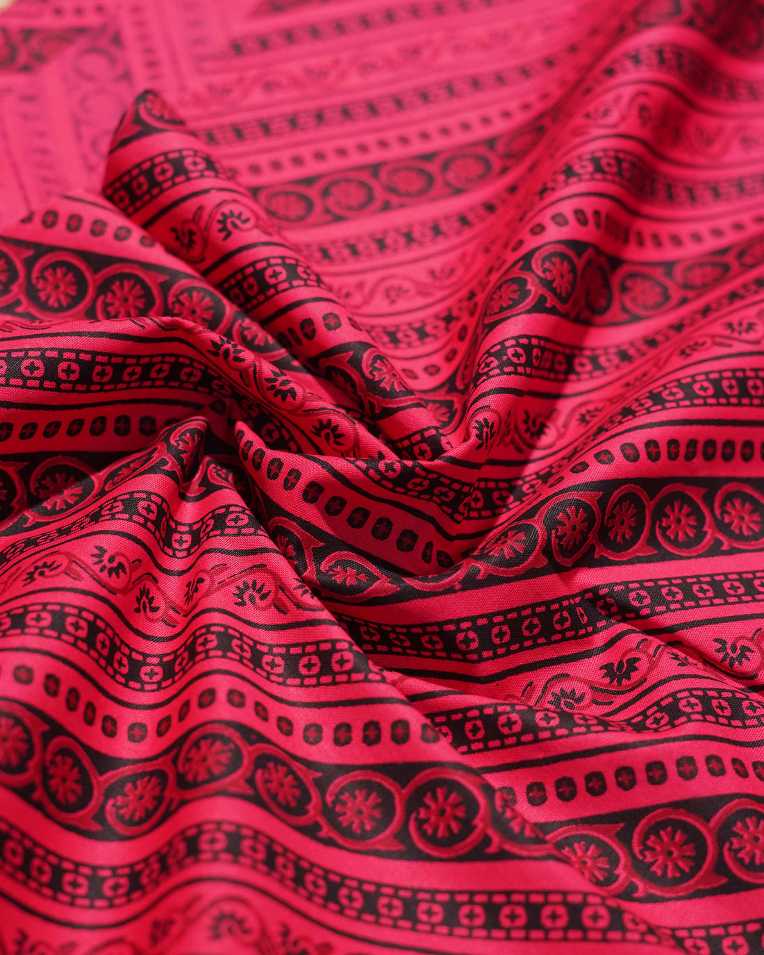 Women's Unstitched Cotton Printed Salwar Material with Dupatta  - Red