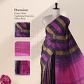 Purple and Pink Banana Pith Saree with Bold Striped Design and ELegant Border