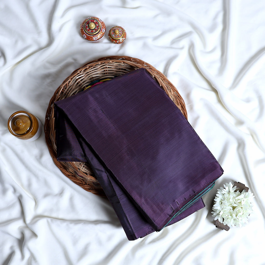 Burgundy Banana Pith Semi Silk Saree for Women | Wedding & Festive occasion | Jeyachandran - Full View