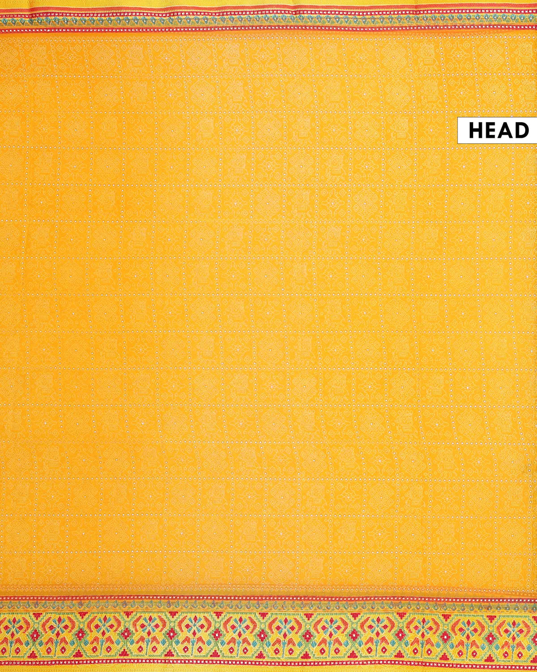 Elegant Lightweight Georgette Saree with Intricate Tribal Inspired Bandhani Motifs and Decorative Woven Border - Yellow