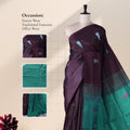 Banana Pith Saree in Purple with Teal Pallu and Intricate Gold Zari Border