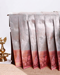 Classic Niranjana Silk Saree with Paisley Brocade Weaving and Elegant Floral Zari Border - Grey