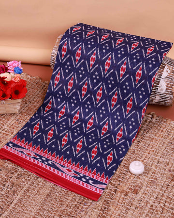 All-Over Floral Printed Voile Saree with Intricate Contrast Border – Navy Blue