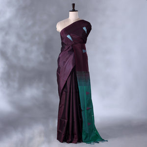 Burgundy Banana Pith Semi Silk Saree for Women | Wedding & Festive occasion | Jeyachandran