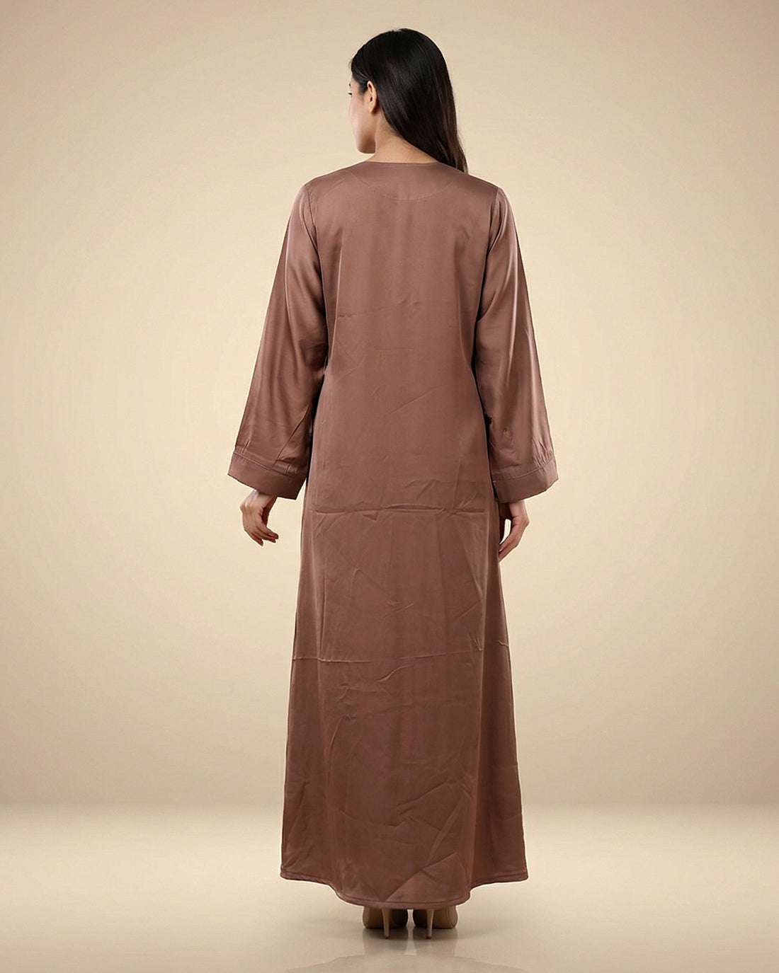 Traditional Women’s Full Length Burqa with Minimal Sequin Embellishments and Modest Styling - Coffee Brown