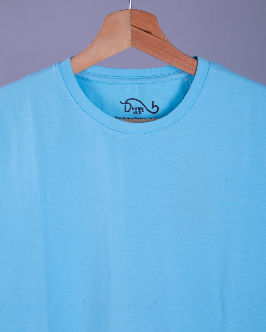 Nativebull Men's Solid Round Neck Half Sleeve Cotton T-Shirt - Blue