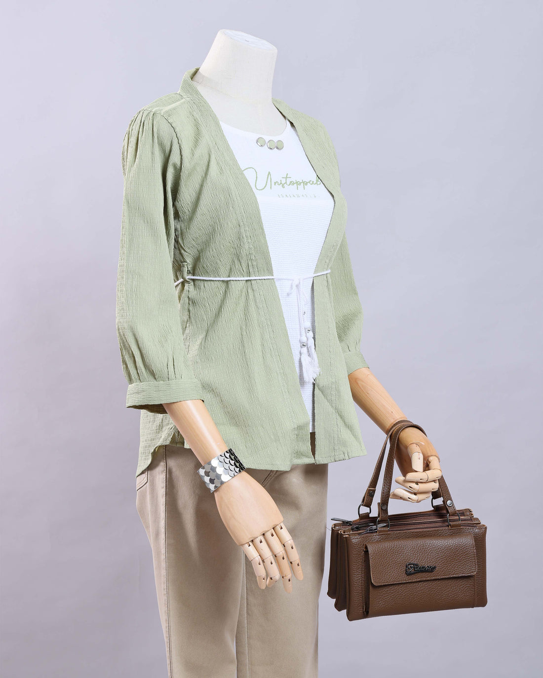 Women Green Western Top