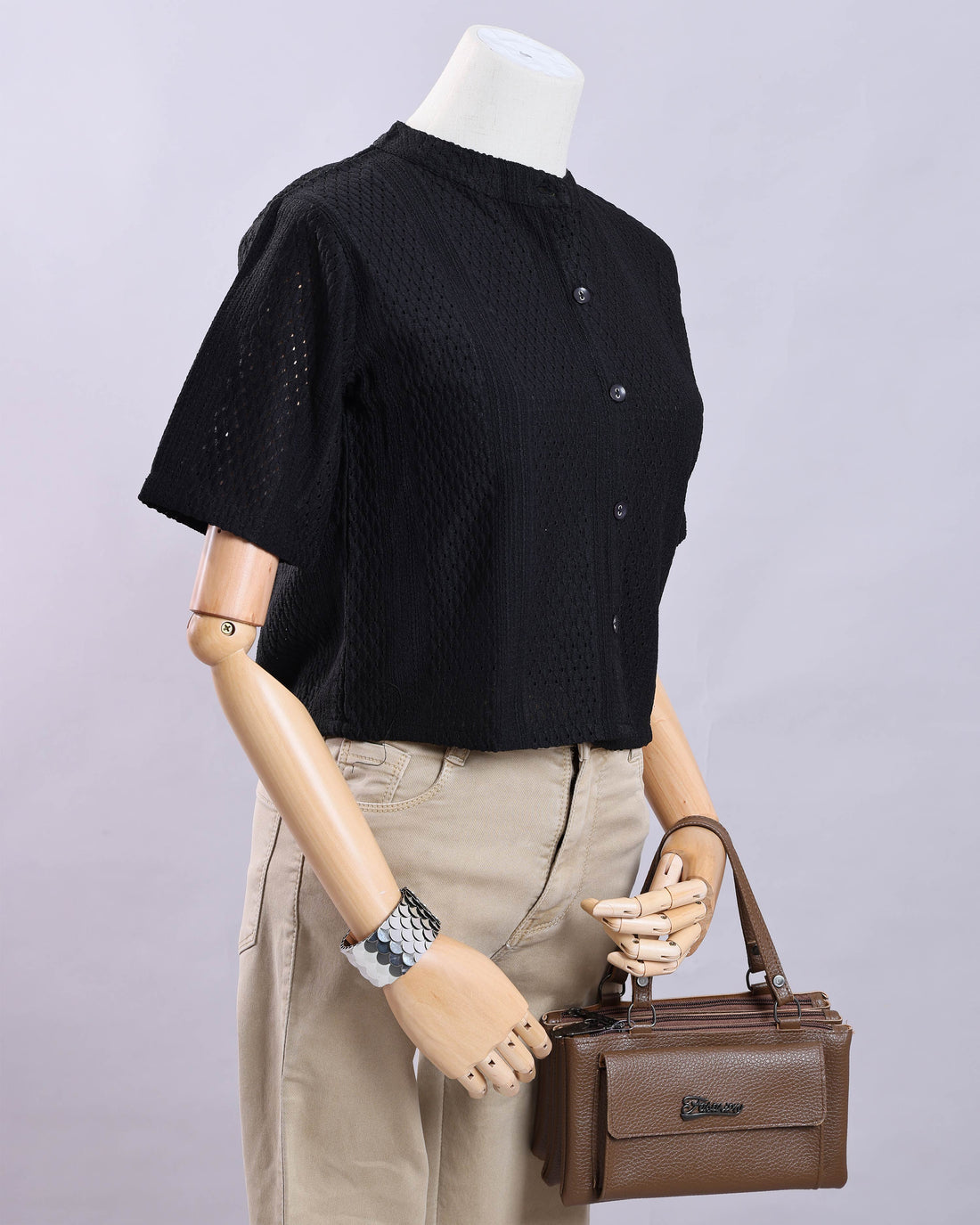 Women Black Western Top