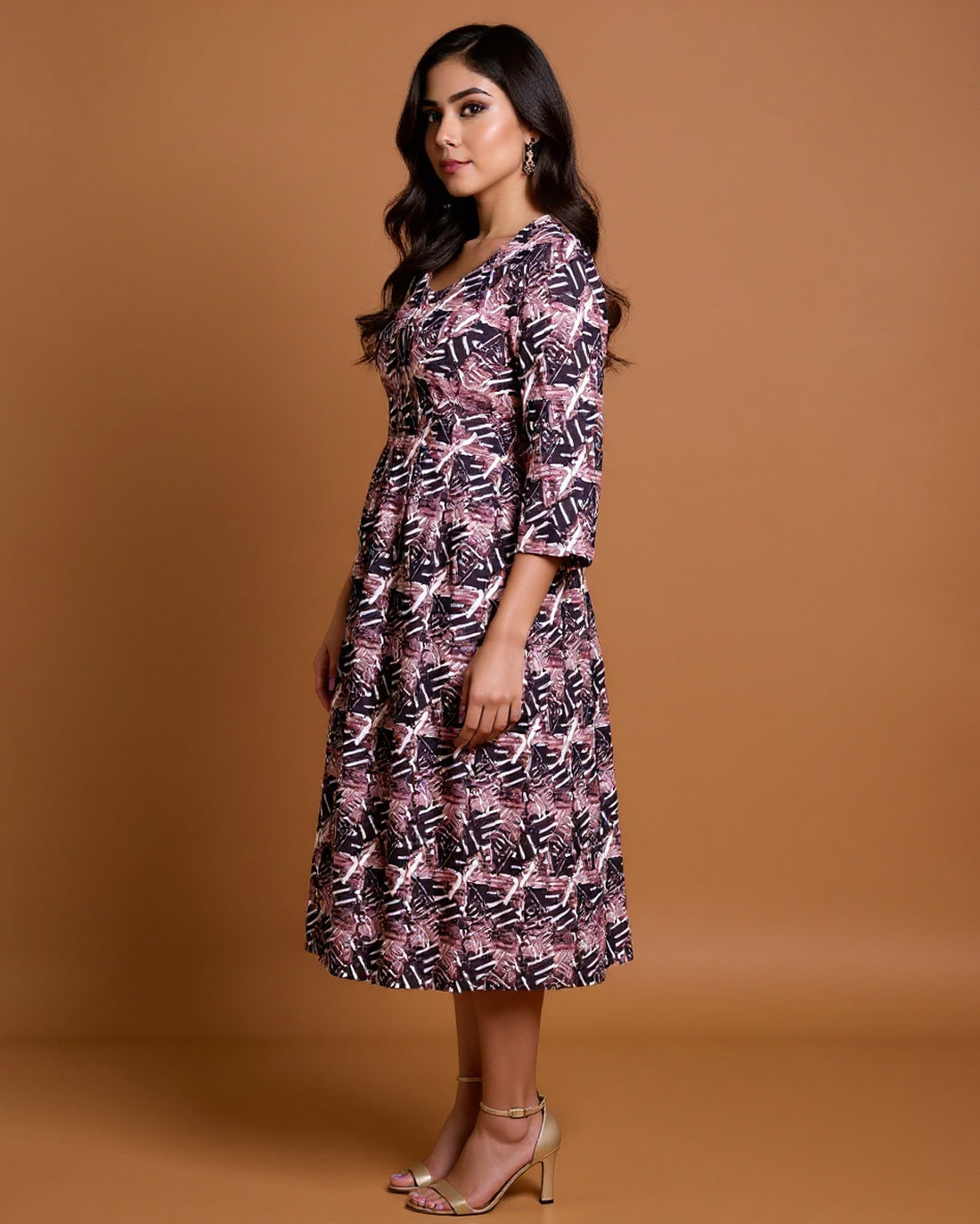 Maternity Wear - Multi Abstract Geometric Print Button-Down Women's Feeding Top