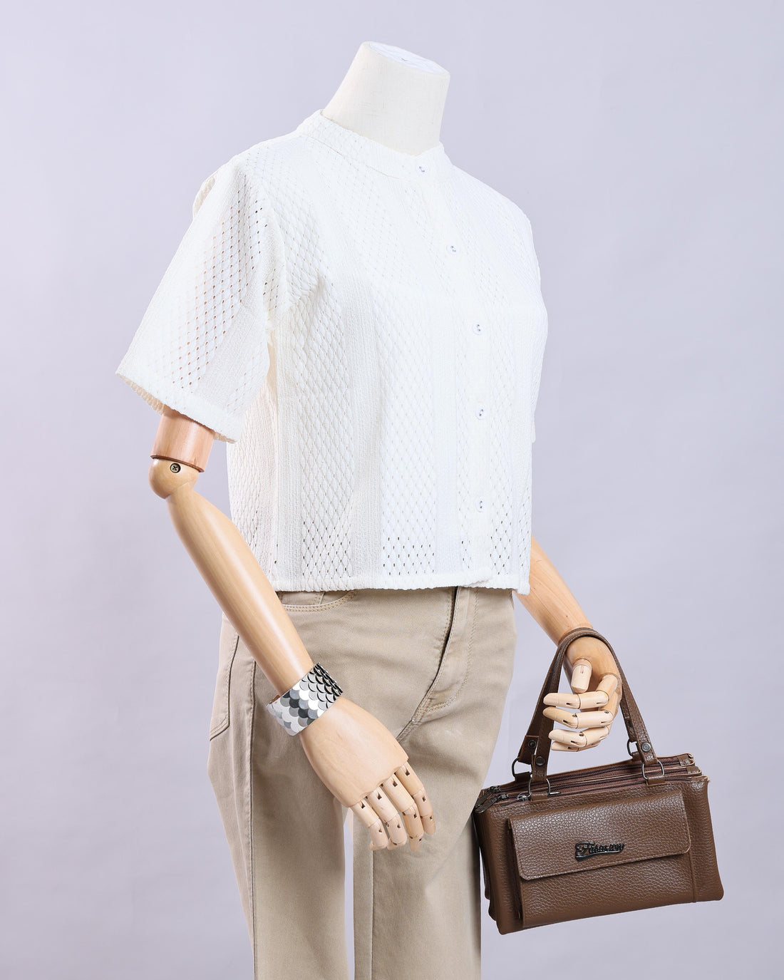 Women White Western Top