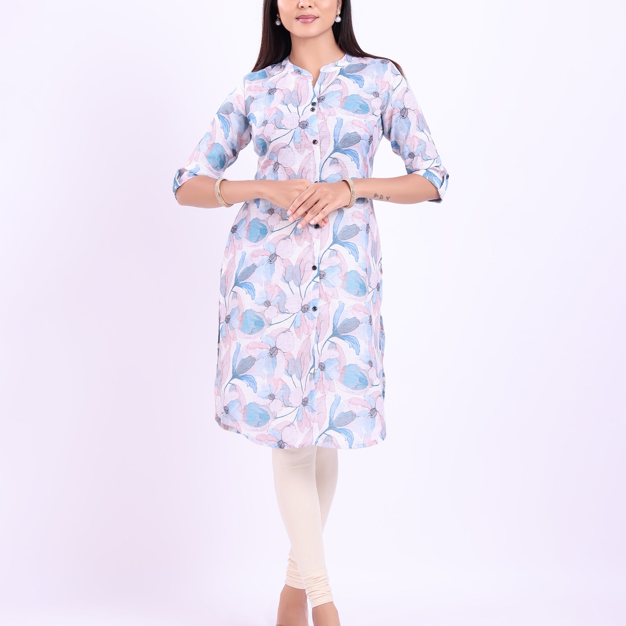 Women's Floral Printed Straight Kurta - Multi