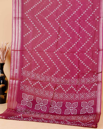 Elegant Dola Silk Saree with Bandhani Print Saree - Pale Pink