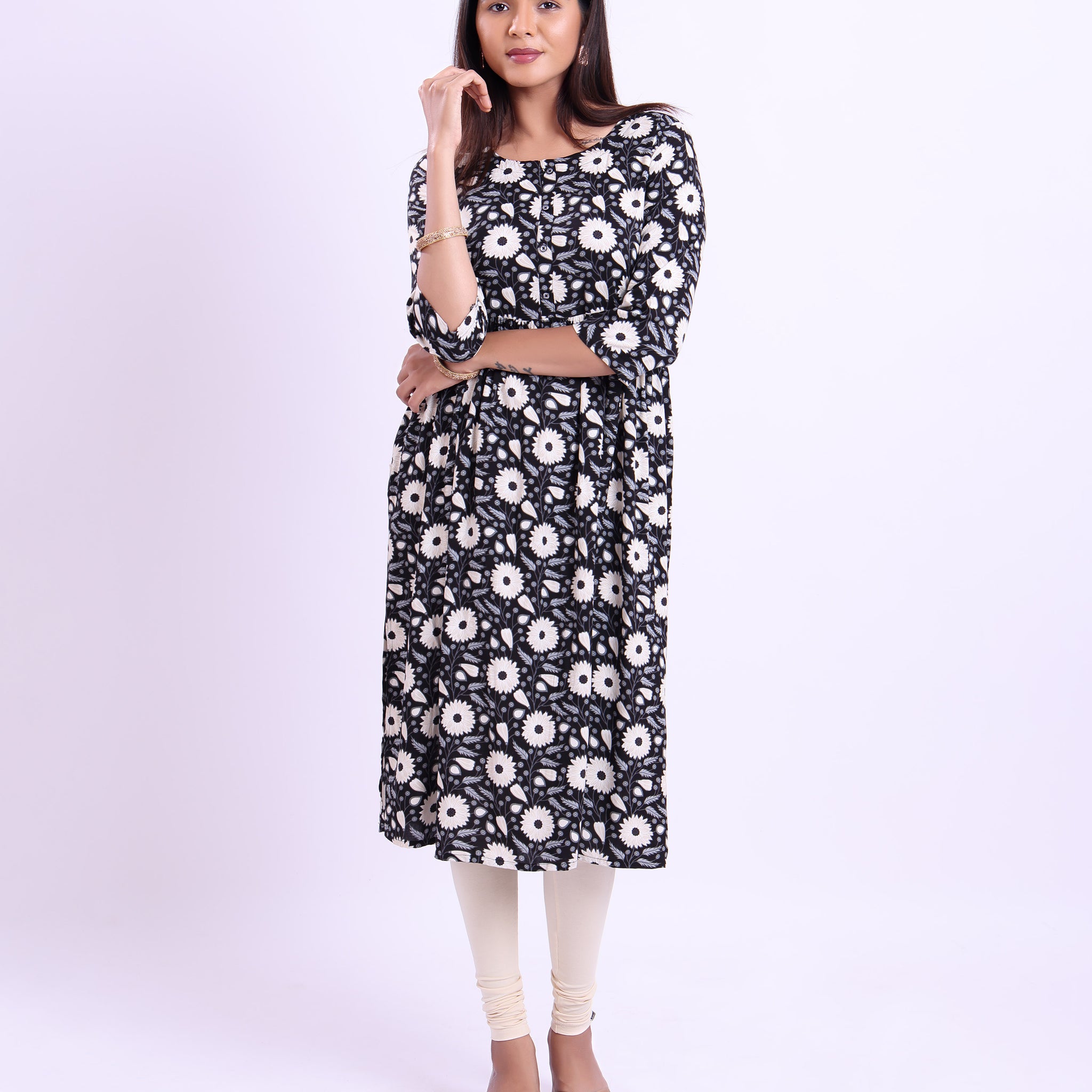 Designer Black colour printed women's kurti