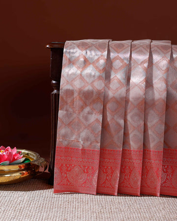 Elegant Litchi Silk Saree with Intricate Zari Woven Motifs and Contrasting Border - Brown