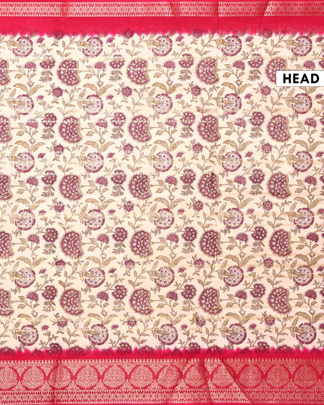 Elegant Dola Saree with Floral Butta Motifs and Classic Zari Woven Contrast Border - Cream