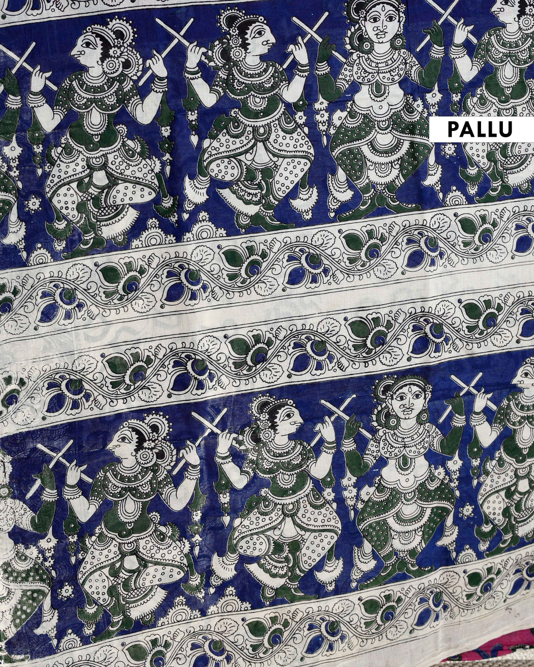 Traditional Handloom Kalamkari Cotton Saree with Intricate Floral and Avian Motifs - Pink