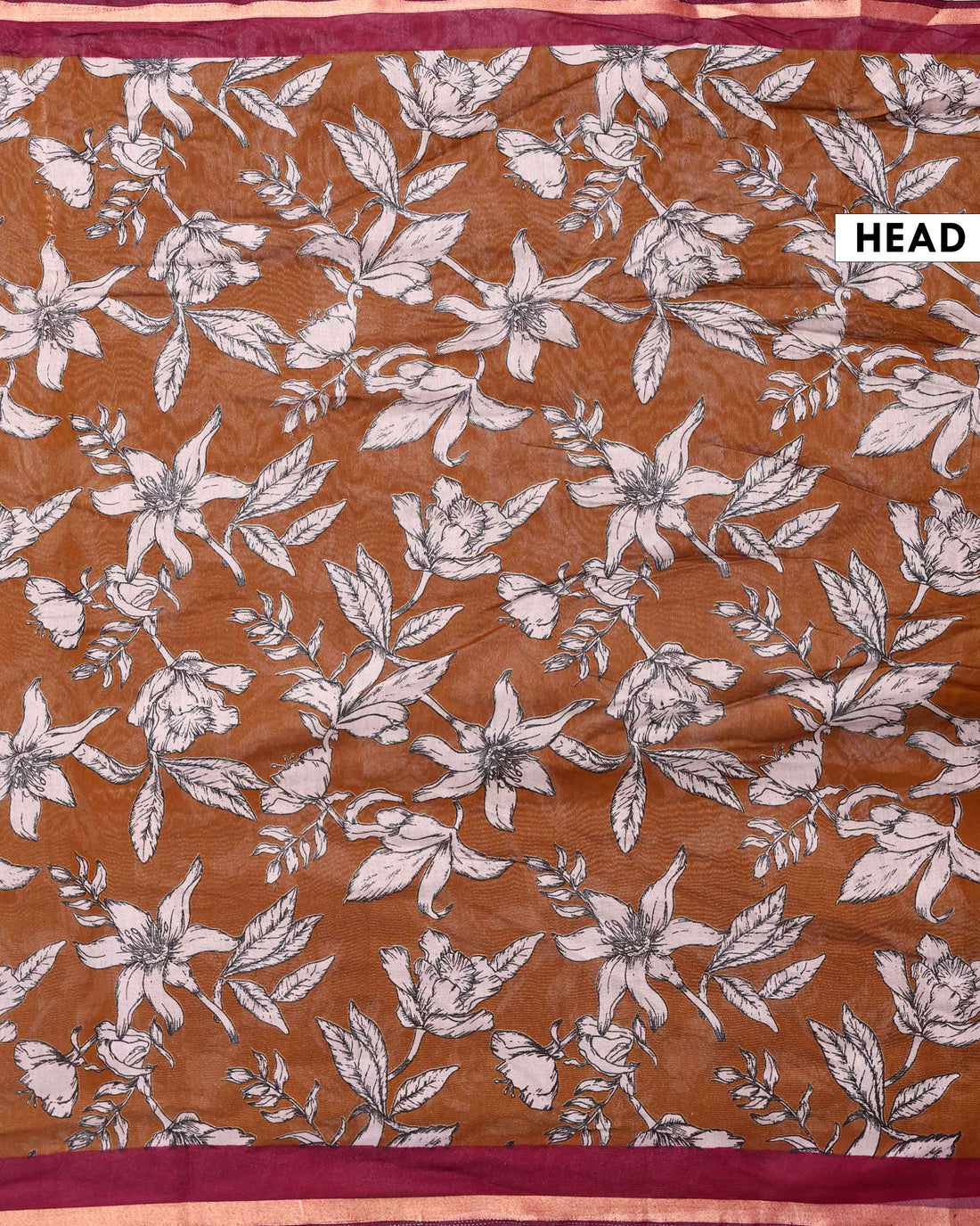 Elegant Semi Chanderi Saree with Exclusive Floral Motifs and Zari Border - Brown