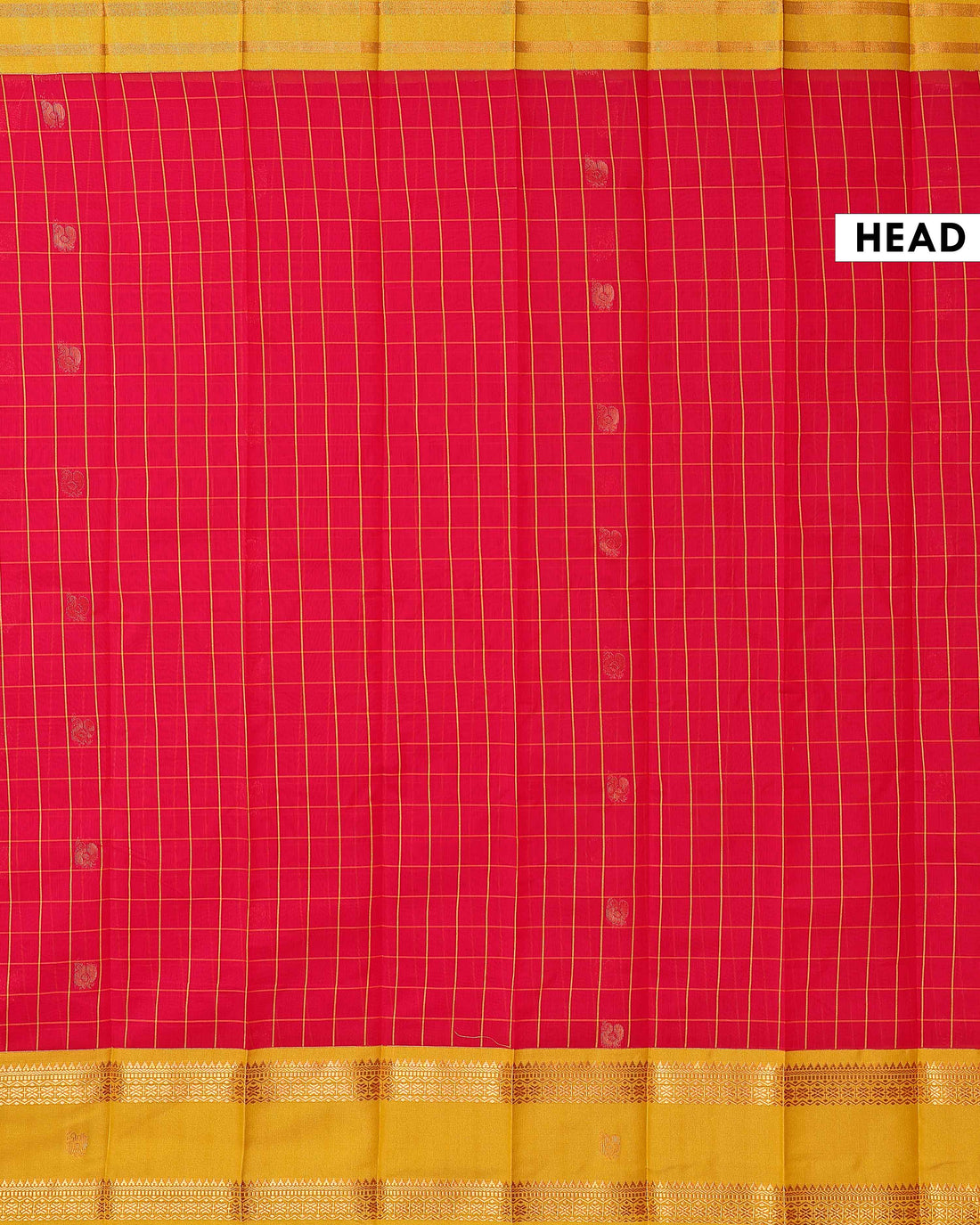 Classic Elampillai Silk Cotton Saree with Elegant Checked Pattern and Traditional Zari Woven Contrast Border - Pink