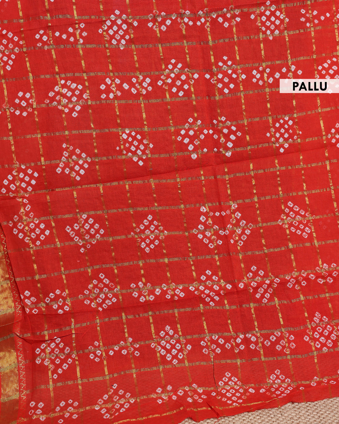 Traditional Bandhani Saree with Zari Checked Weave and Handcrafted Tie-Dye Detailing - Purple