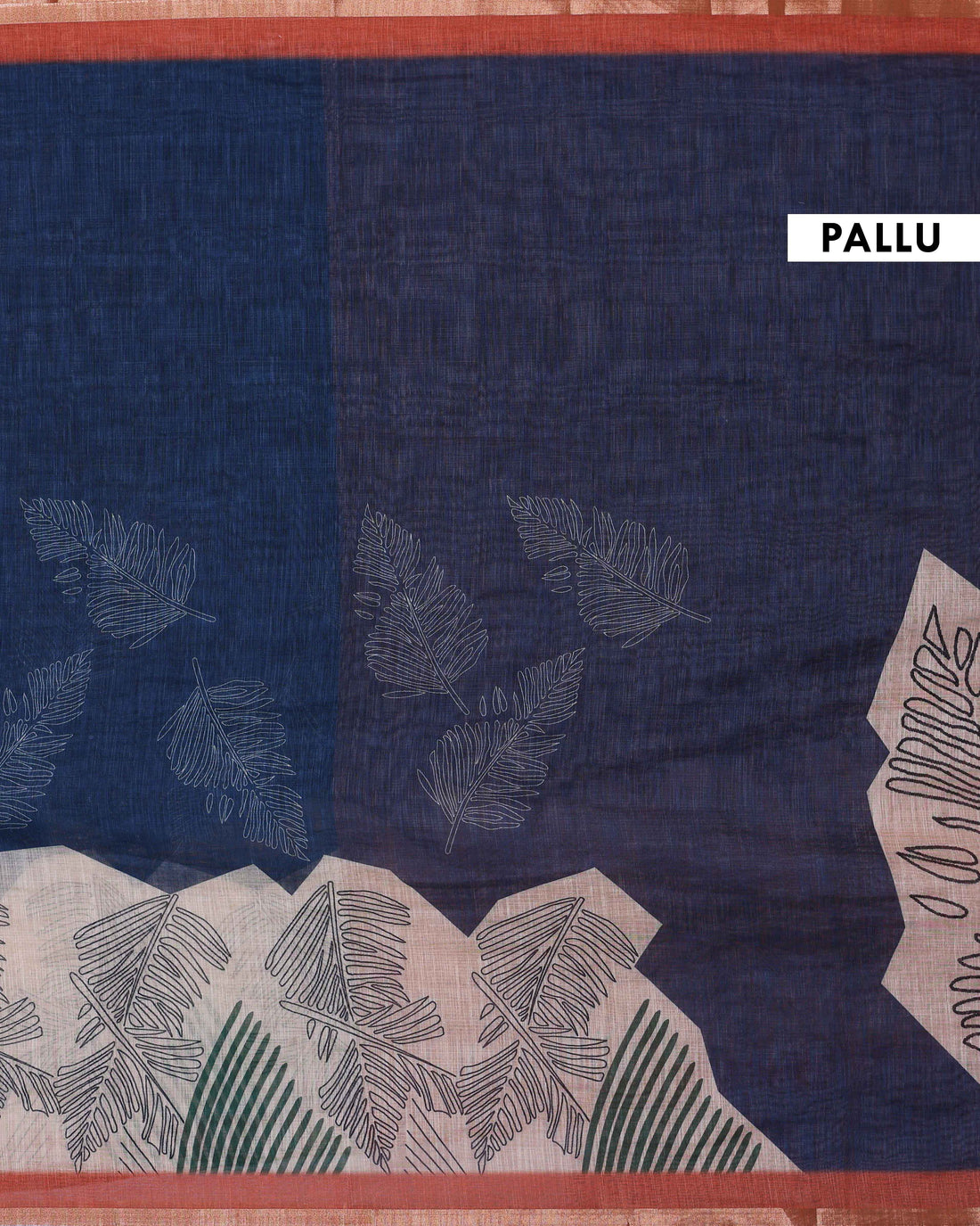 Elegant Navy Blue Linen Saree with Dual Tone Effect, Navy Blue Zari Border and Striped Pallu (Copy)