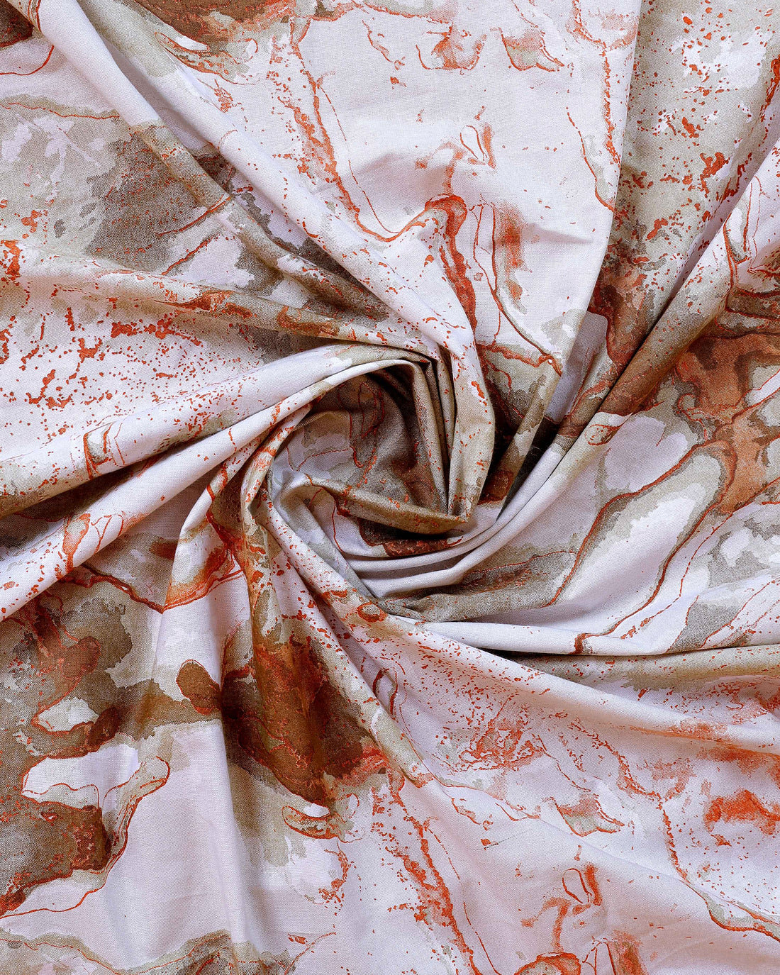 Rust & Stone Marble Queen Size Bed Cover With Pillow Cover- Multi