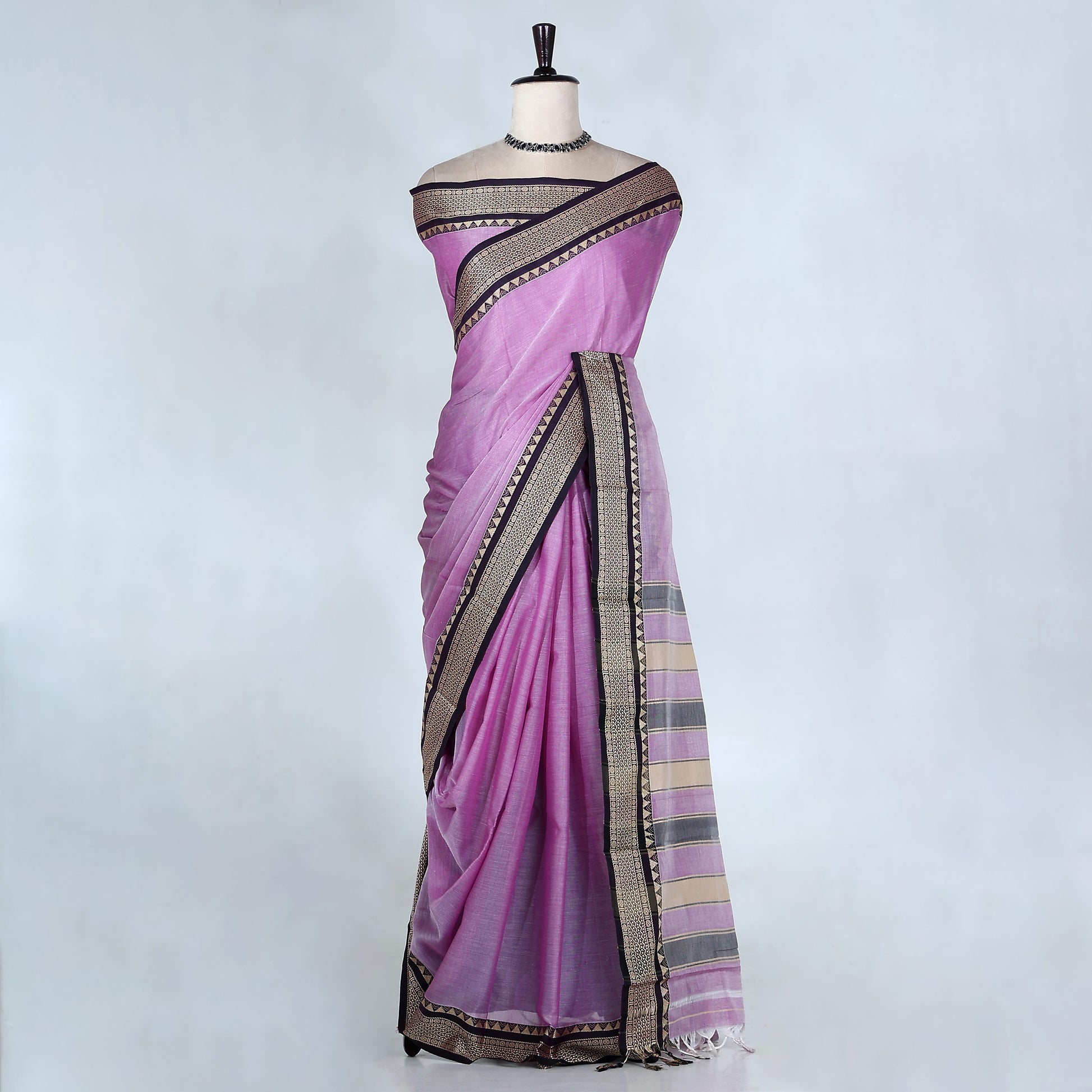 Purple Mangalagiri Cotton Saree for Women | Festive Summer Collection | Jeyachandran - Full View
