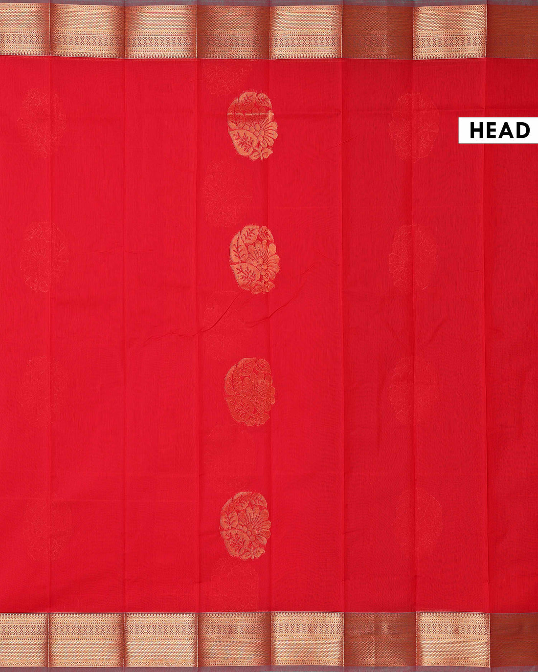 Traditional Elampillai Silk Cotton Saree with Intricate Zari Border Weave and Self-Jacquard Body - Red