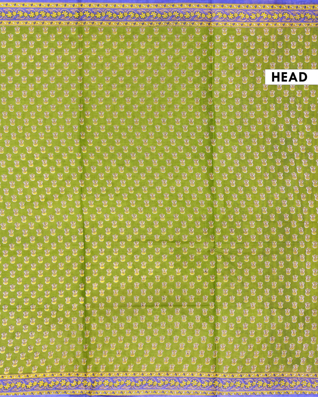 All-Over Floral Printed Voile Saree with Intricate Contrast Border – Green