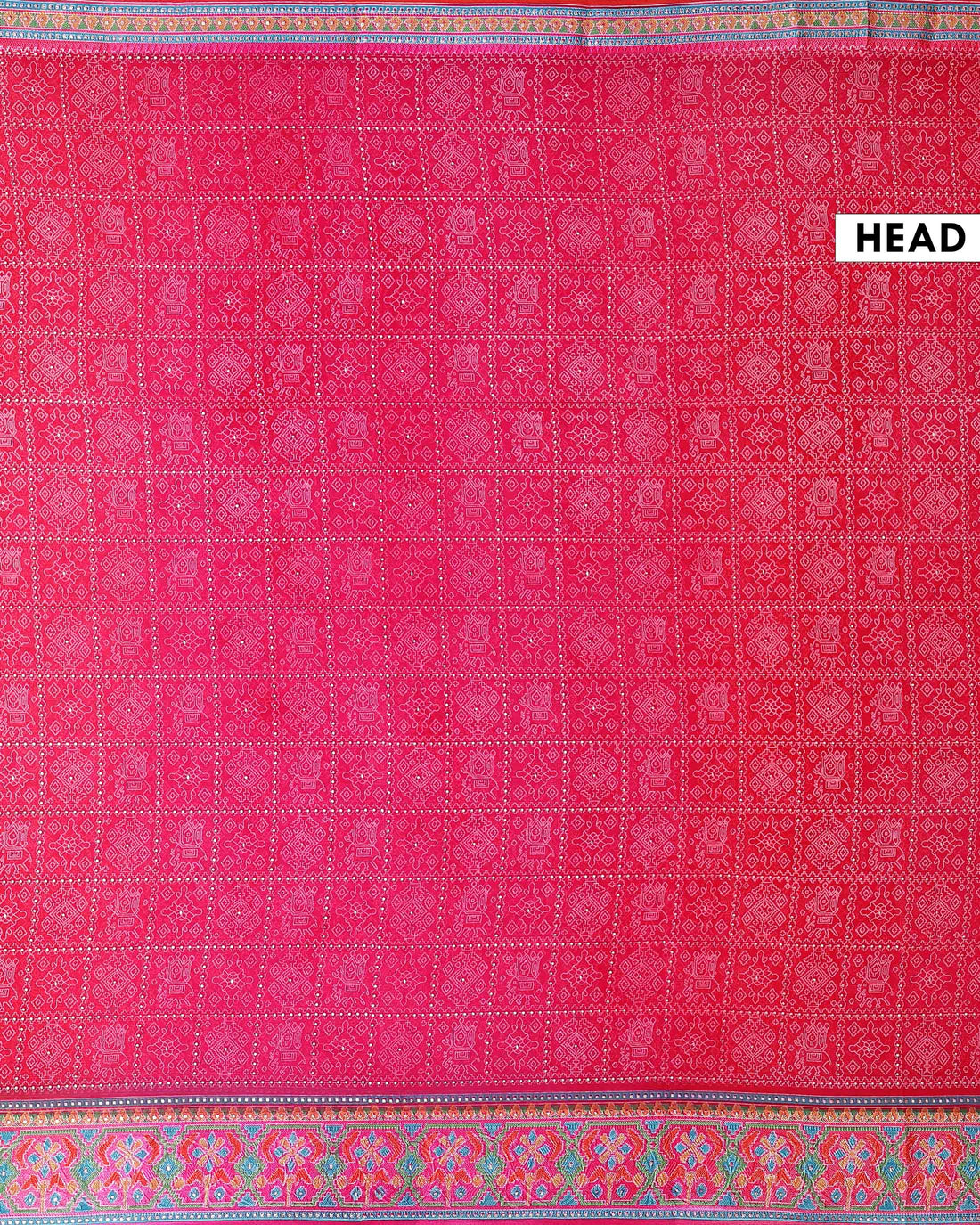 Elegant Lightweight Georgette Saree with Intricate Tribal Inspired Bandhani Motifs and Decorative Woven Border - Pink