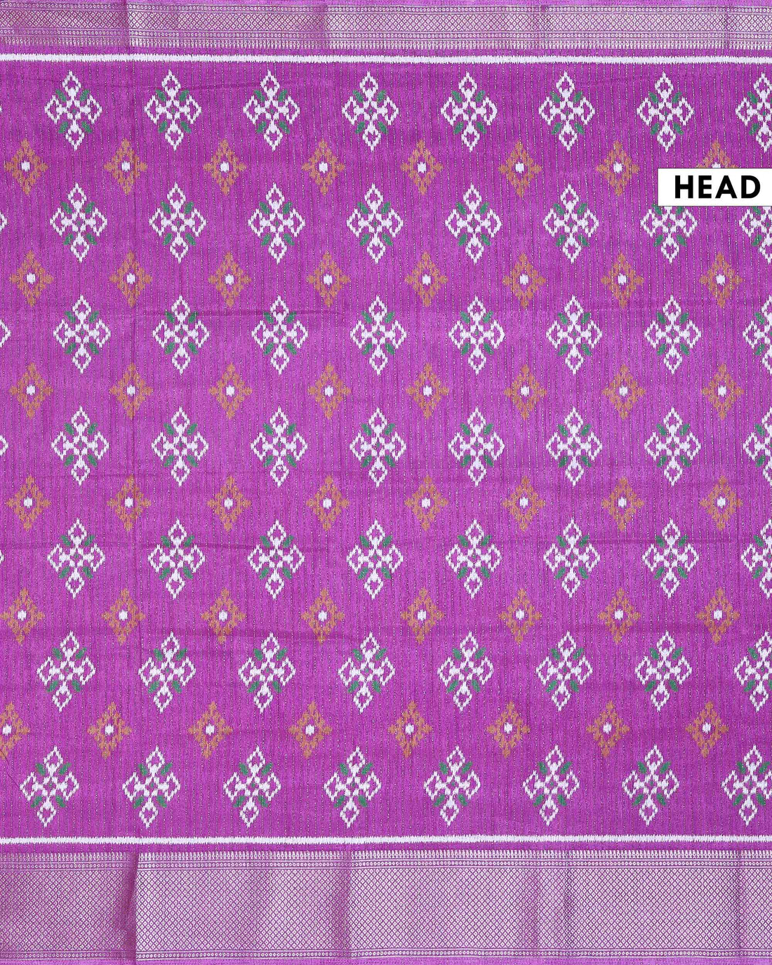 Elegant Dola Silk Saree with All-Over Ikkat Inspired Geometric Butta Motifs and Rich Traditional Zari Woven Border - Purple