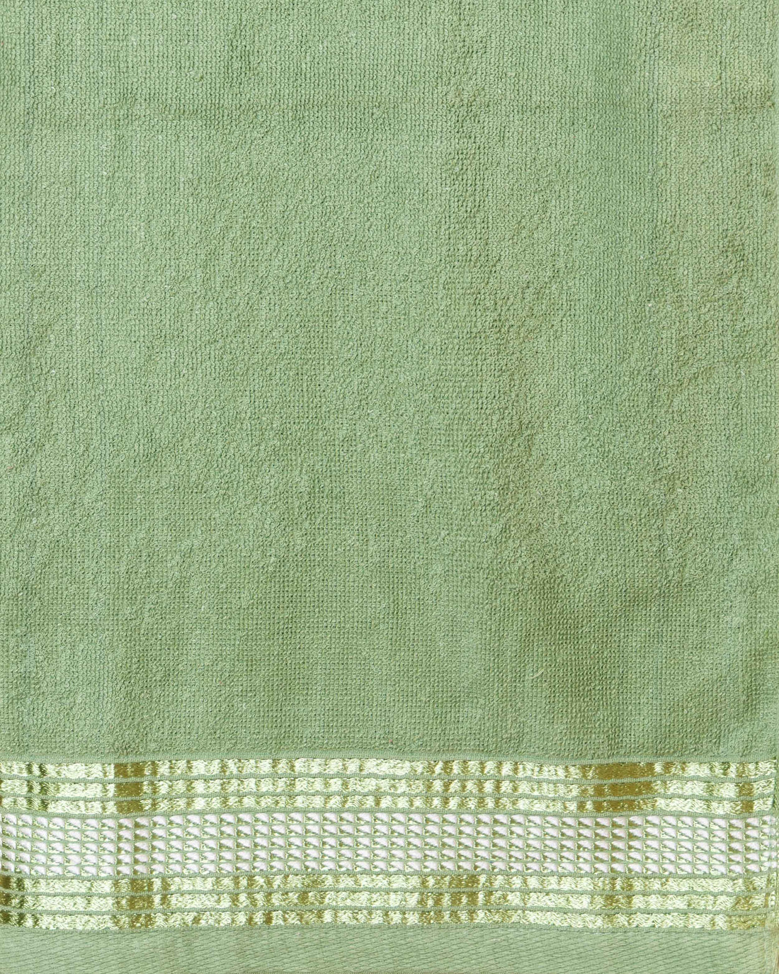 Elegant Classic Textured Towel with Decorative Woven Border - Green