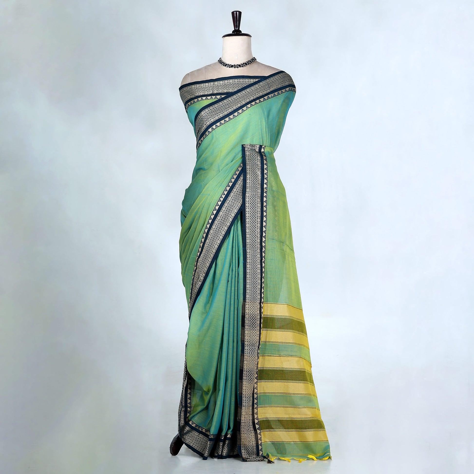 Green Mangalagiri Cotton Saree for Women | Festive Summer Collection | Jeyachandran - Full View