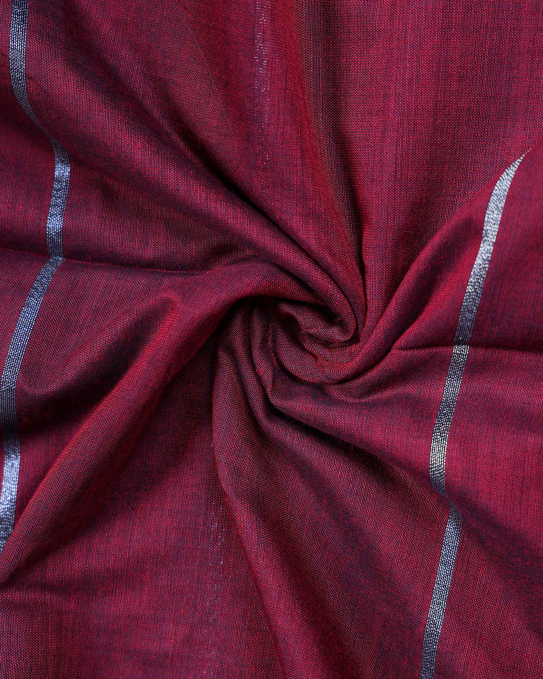 Handloom Khadi Cotton Saree with Woven Stripe Border and Contrast Printed Blouse Piece - Maroon