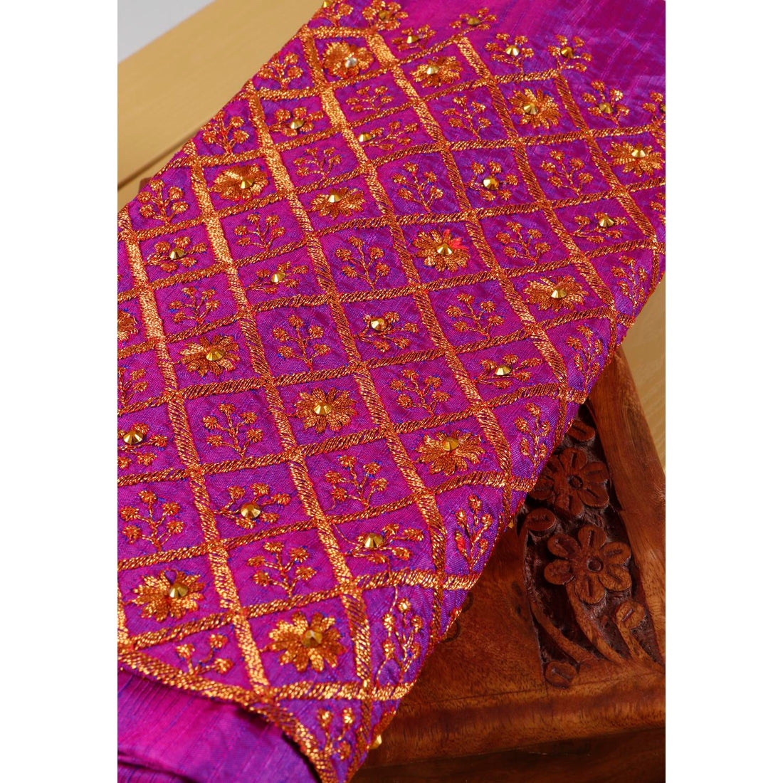 Violet Embroidered Unstitched Blouse Material