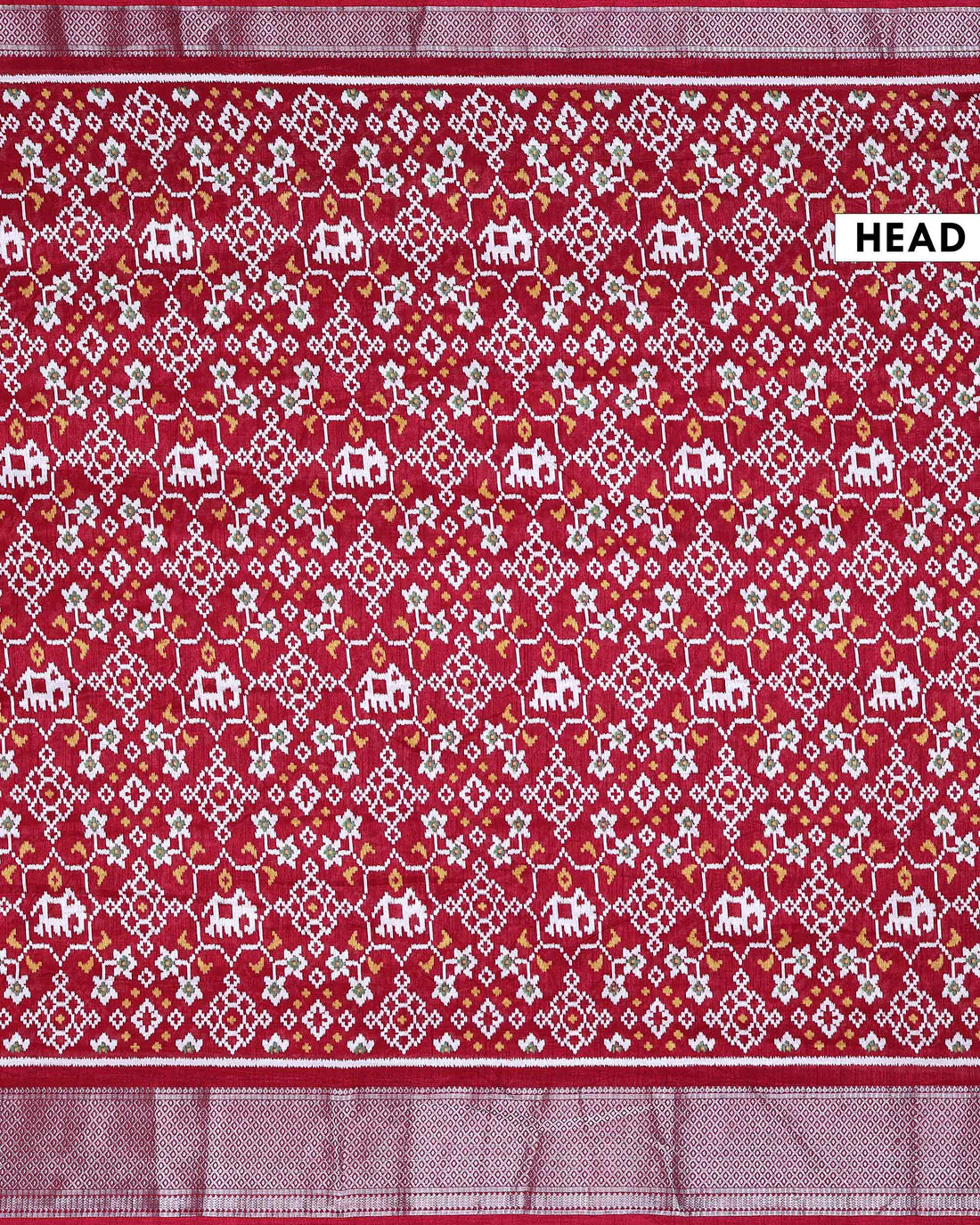 Elegant Dola Silk Saree with Ikkat Inspired Woven Motifs Intricate Floral and Butta Design and Zari Border - Red