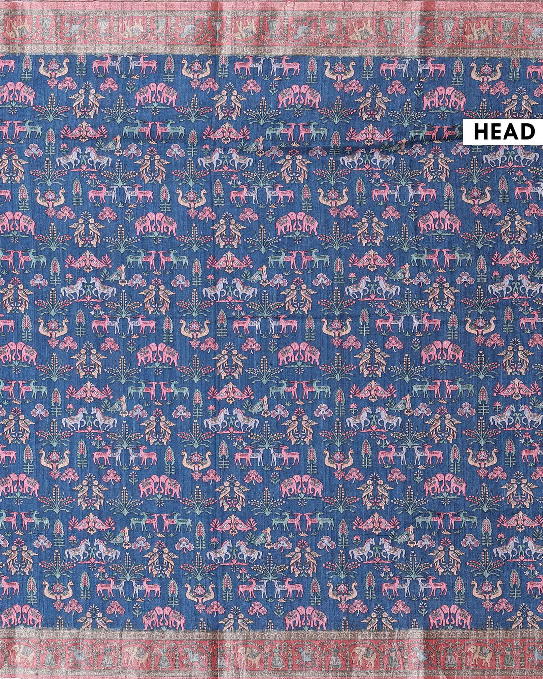 Elegant Art Silk Saree with Intricate Folk Motifs and Traditional Woven Border - Blue