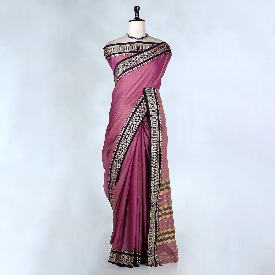 Onion Pink Mangalagiri Cotton Saree for Women | Festive Summer Collection | Jeyachandran - Full View