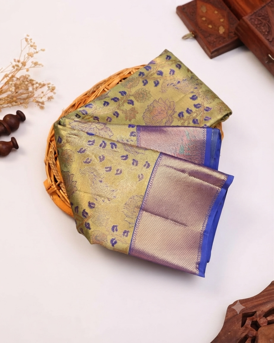 Exquisite Kanchipuram Pure Silk Saree with Intricate Zari Weave & Traditional Motifs - Green