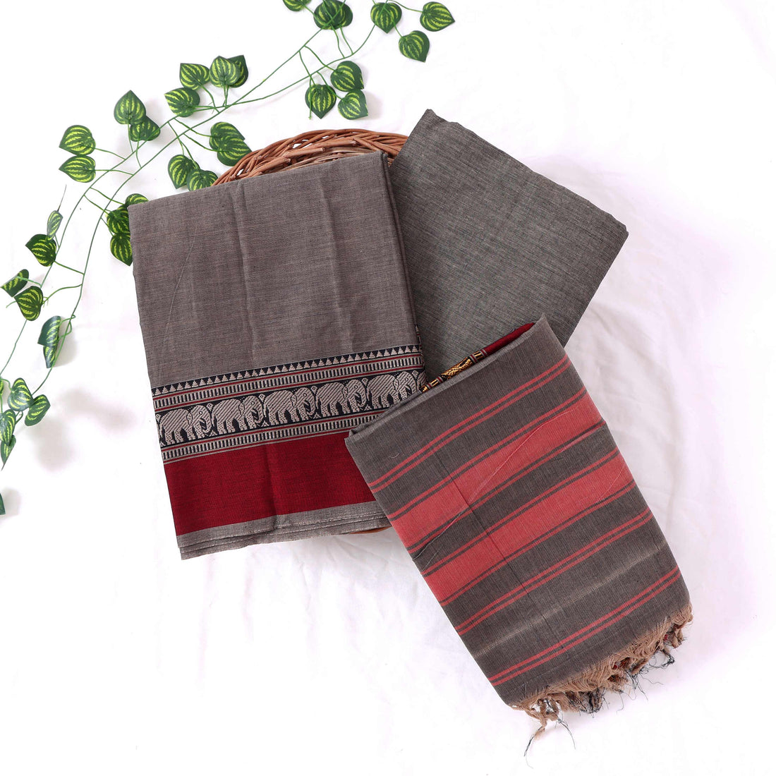 Grey Cotton Unstitched Salwar Material for Women | Ethnic Summer Collection | Jeyachandran - Full View