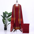 Dark Maroon Cotton Unstitched Salwar Material for Women | Ethnic Summer Collection | Jeyachandran - Full View
