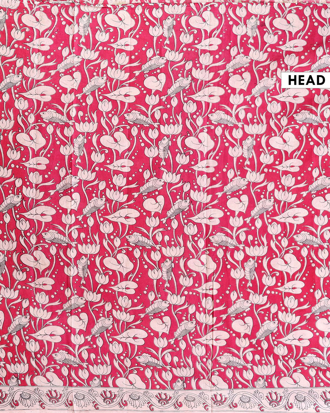 Traditional Kalamkari Cotton Saree with Nature-Inspired Motifs - Red