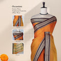 Women's Orange  Mangalagiri Cotton Saree With Dark Maroon Zari Woven Border Striped Pallu And Traditional Handloom Design