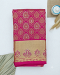 Elegant Niranjana Silk Saree with Intricate Gold Zari Weave & Traditional Motifs - Pink