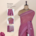Bengal Cotton Saree With Woven Butta Motifs And Contrast Border In  Onion Pink Draped Front View