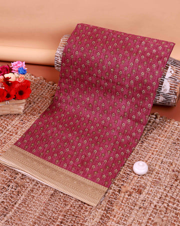 All-Over Floral Printed Voile Saree with Intricate Contrast Border – Purple