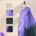 Lavender Banana Pith Saree with Dotted Pattern Contrast Teal Pallu 