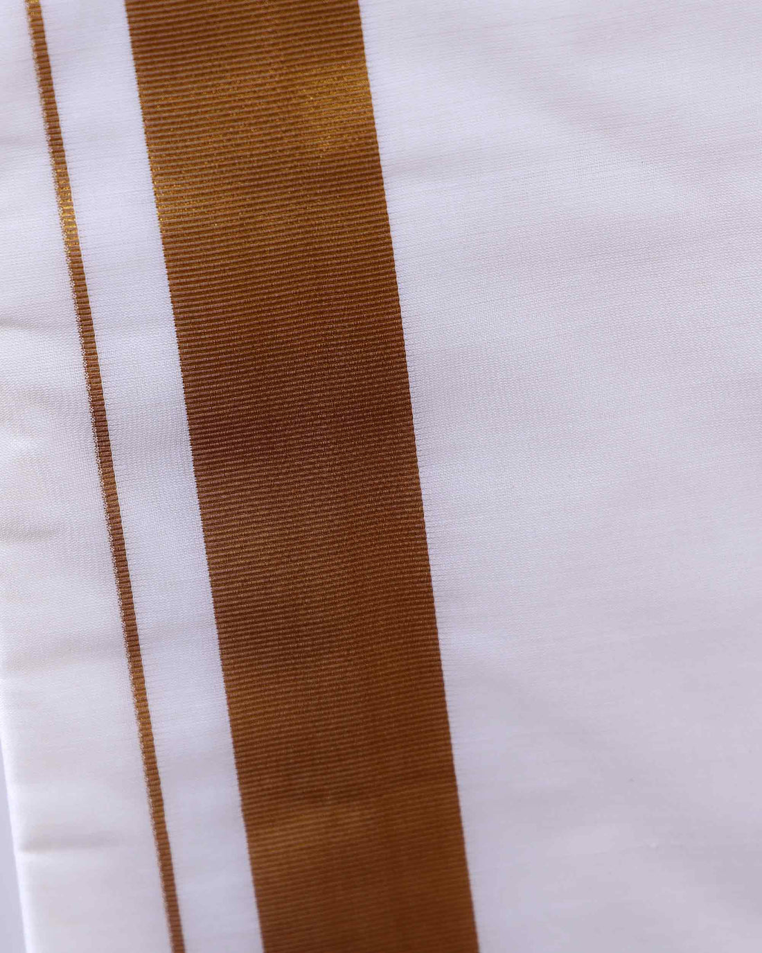 Traditional Men’s Handloom Cotton Dhoti  9*5 Meter with Elegant Gold Border - White