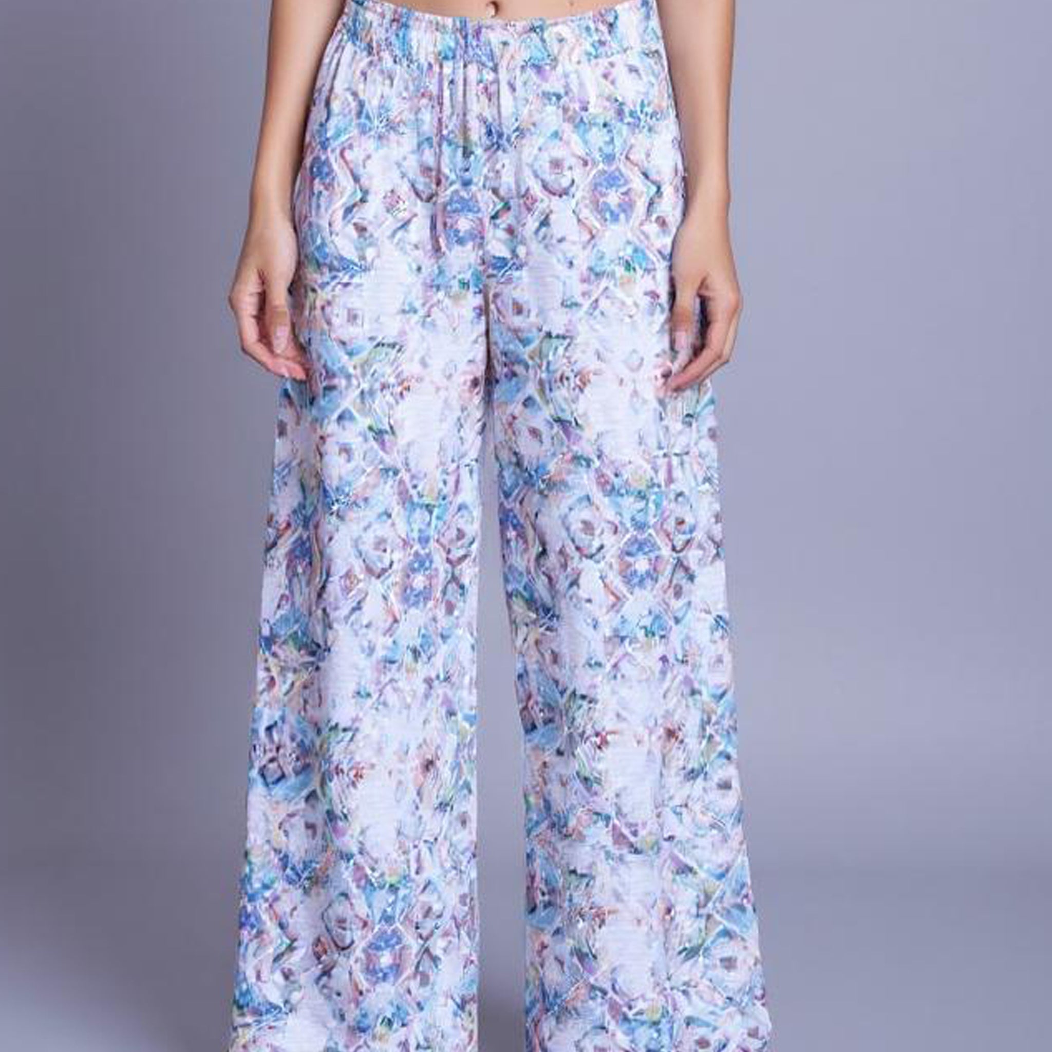 Abstract  Printed Wide-Leg Palazzo Pant - Multi